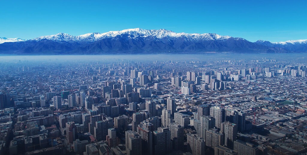 Skyline of Chile with mountains in the background.